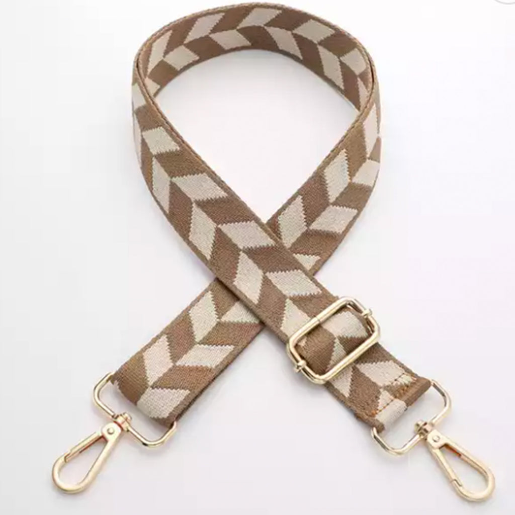 Beige Geometric bag strap