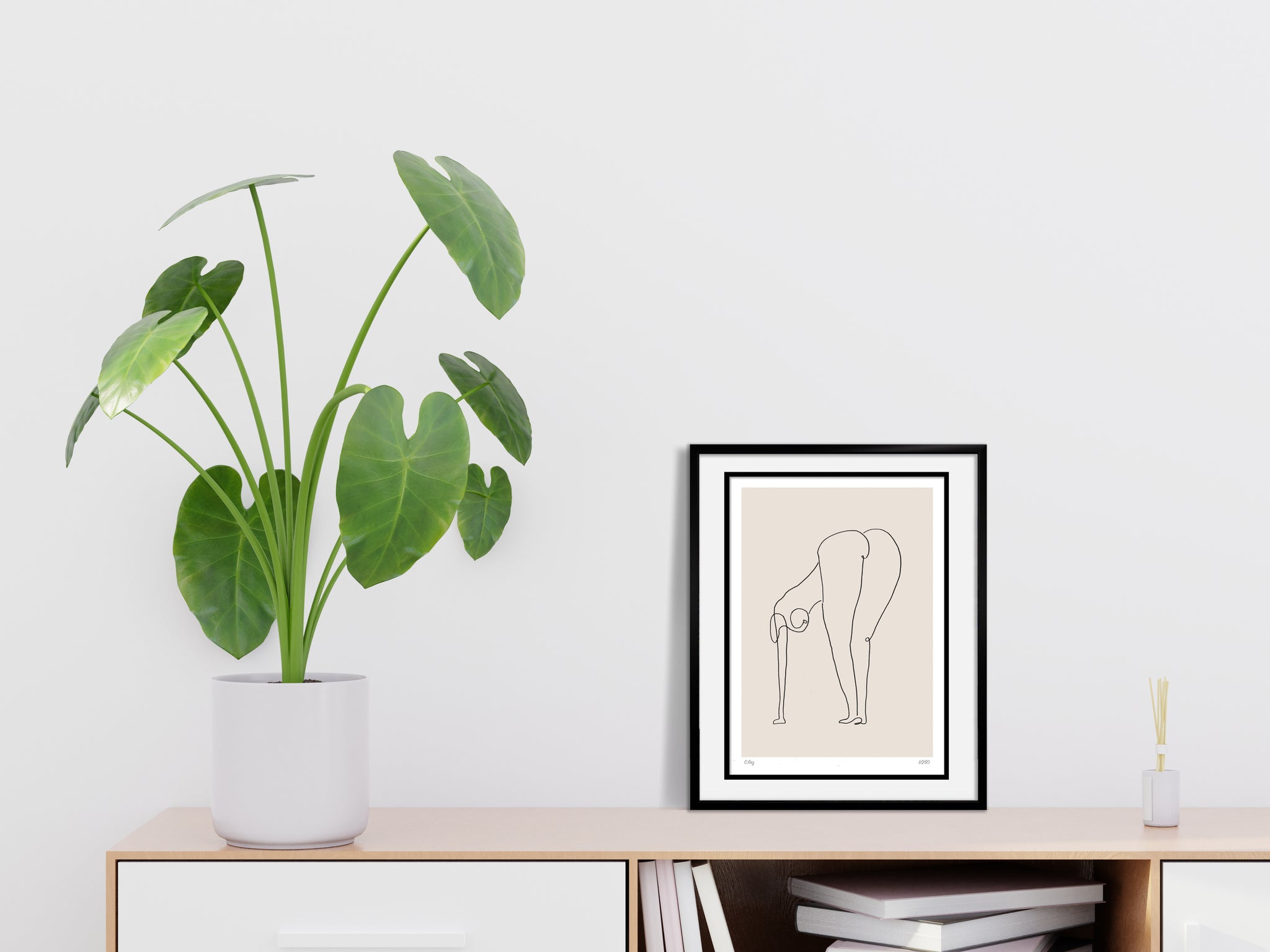 'Bend Over' line drawing print