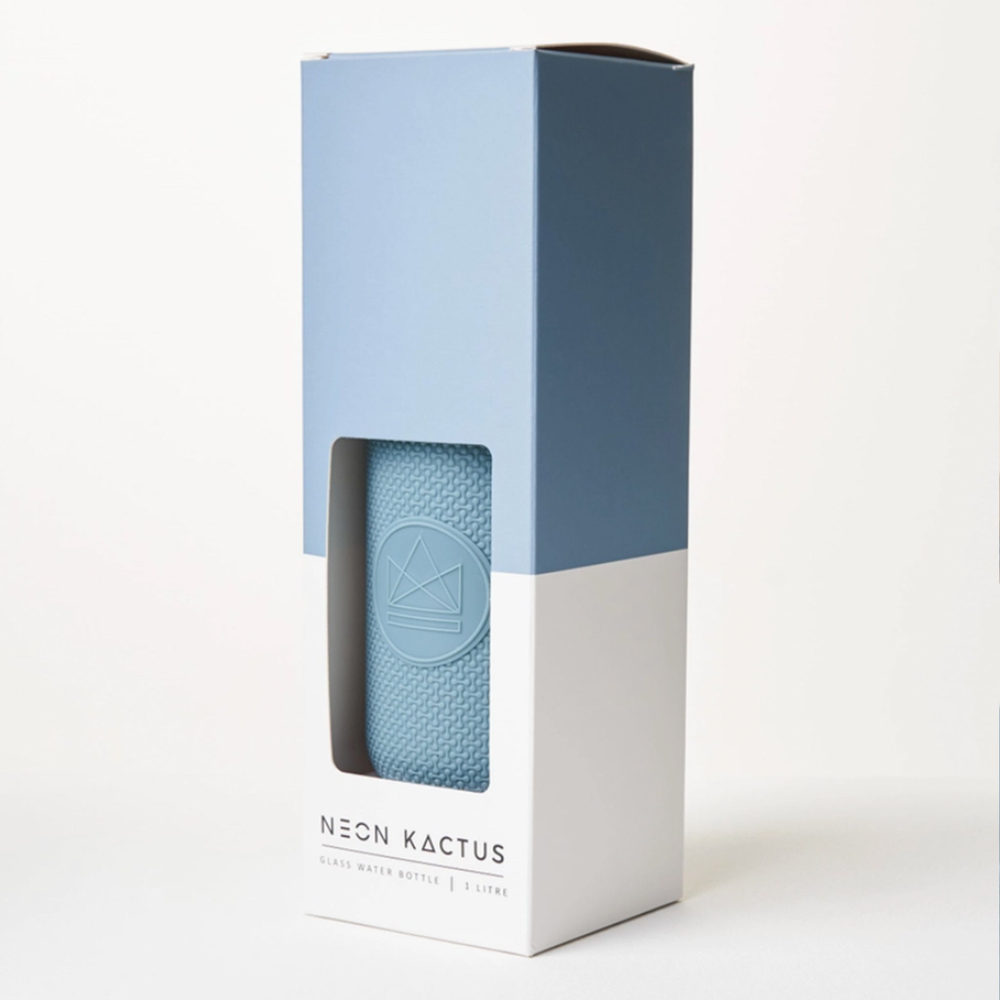 Blue Glass Water Bottle with Straw
