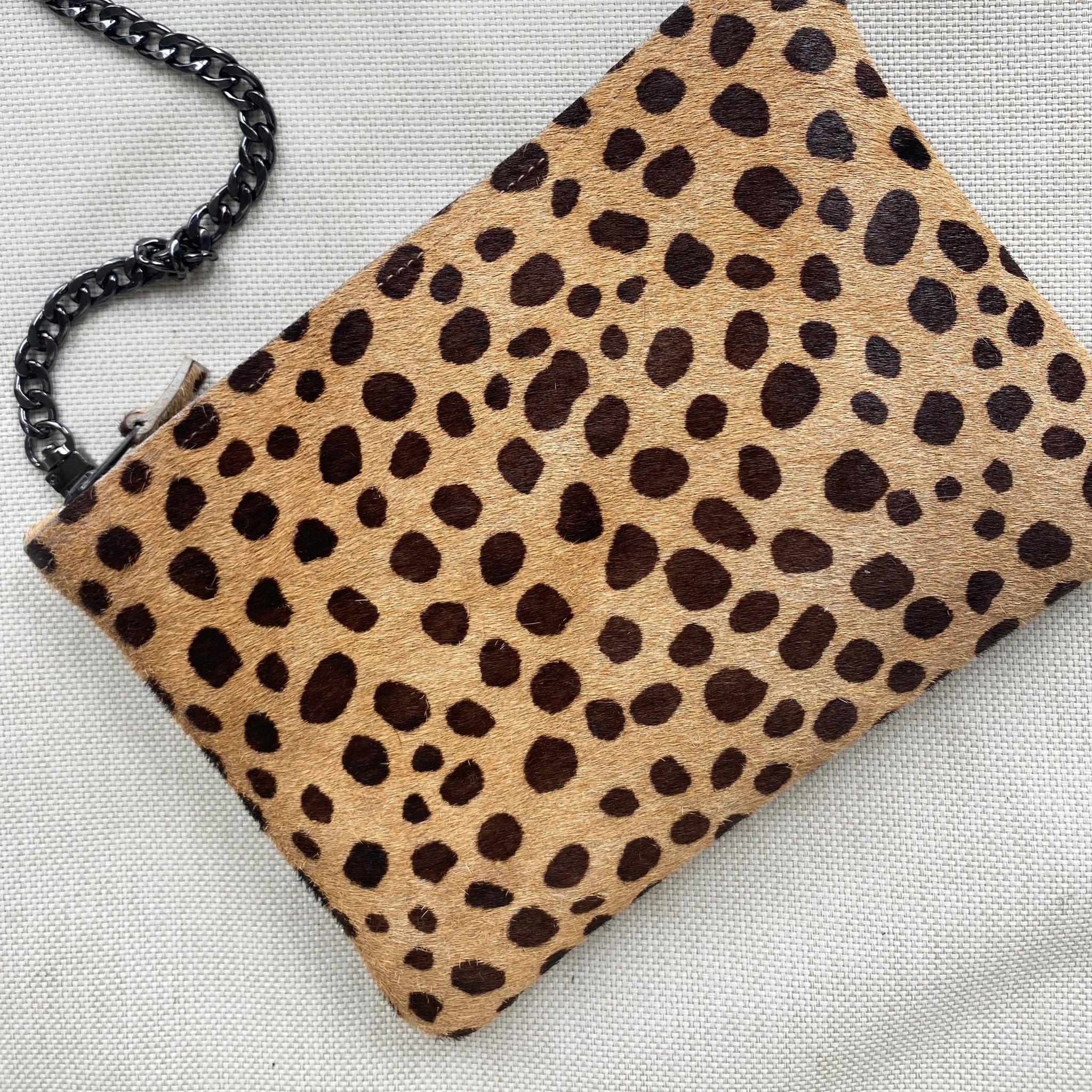 Brown Cheetah Clutch bag