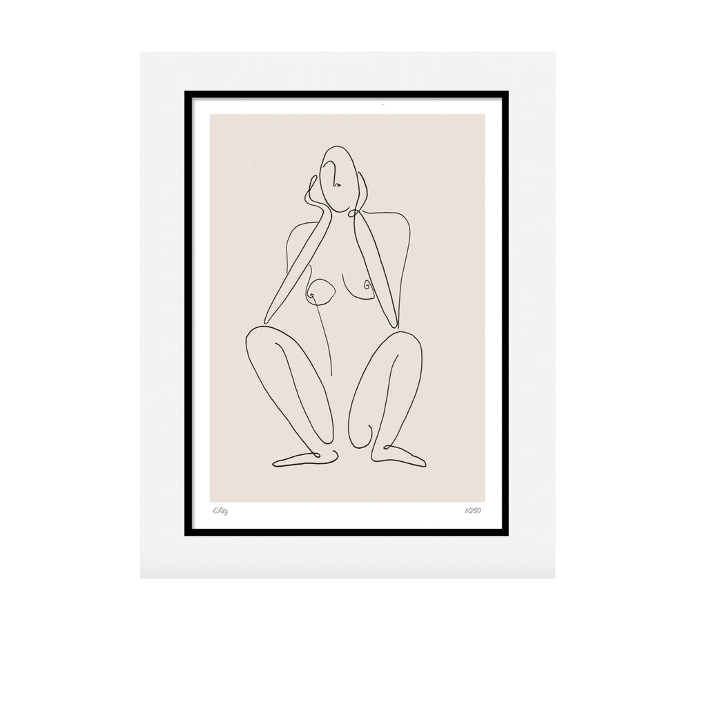 'Crouch' line drawing print