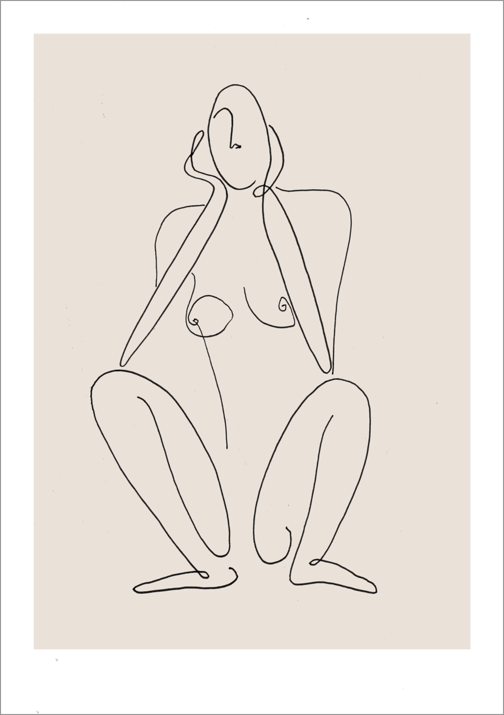 'Crouch' line drawing print