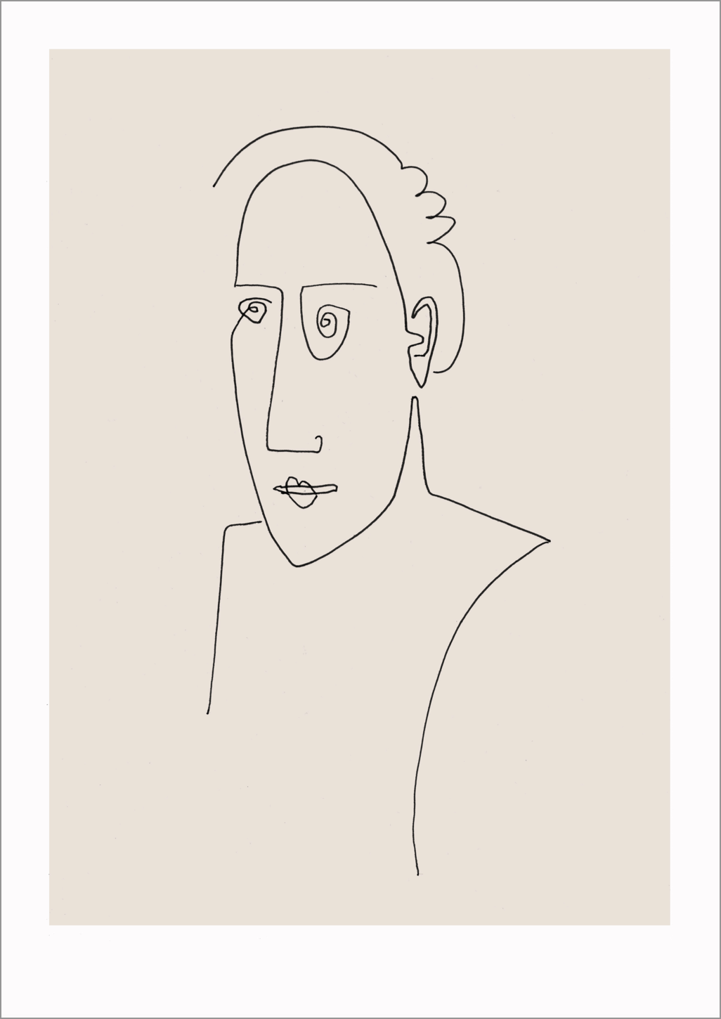'French Plait' line drawing print