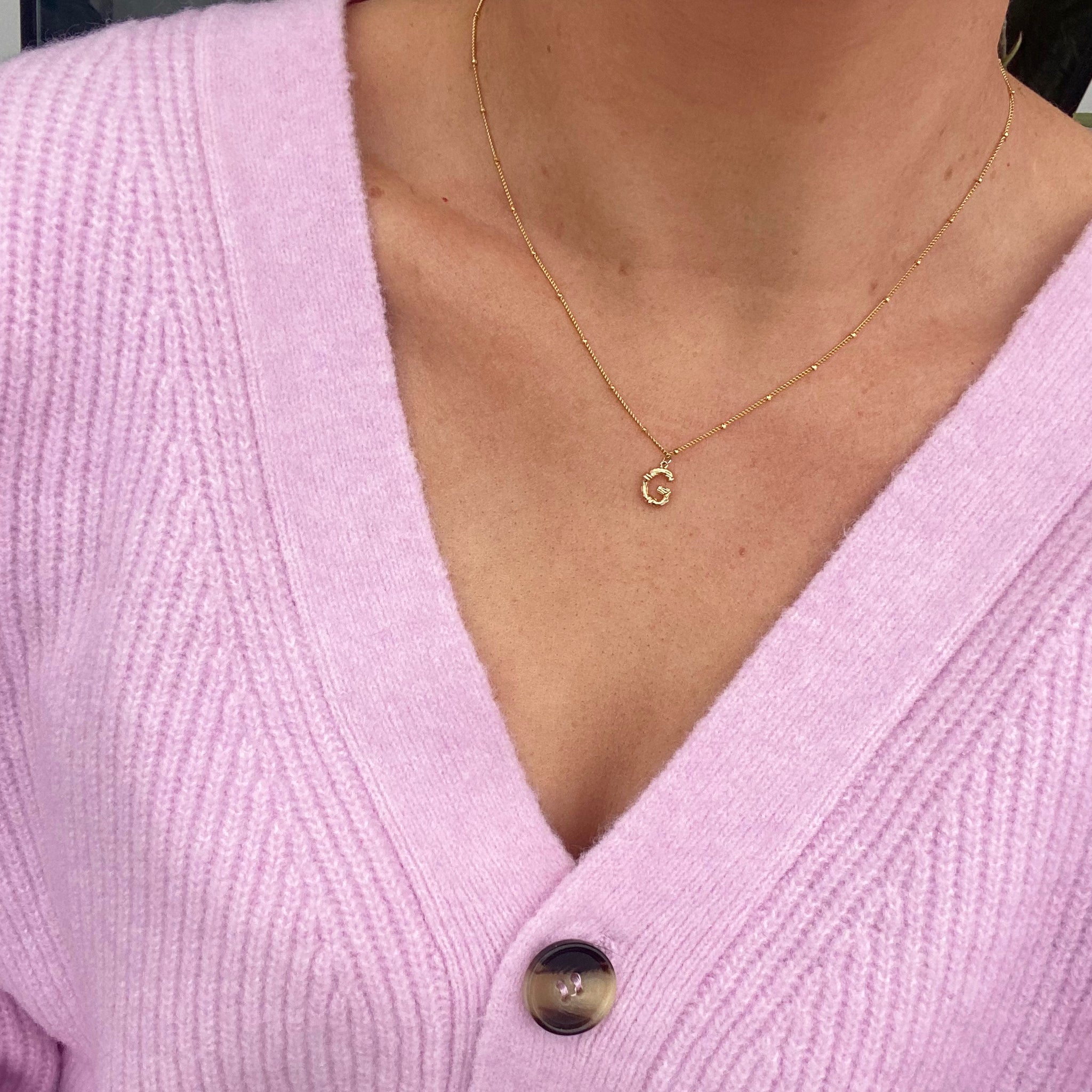 18" Gold bamboo initial necklace
