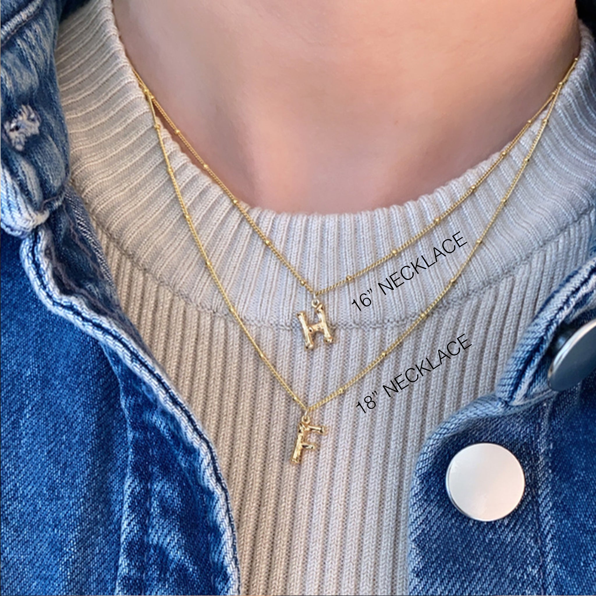 18" Gold bamboo initial necklace