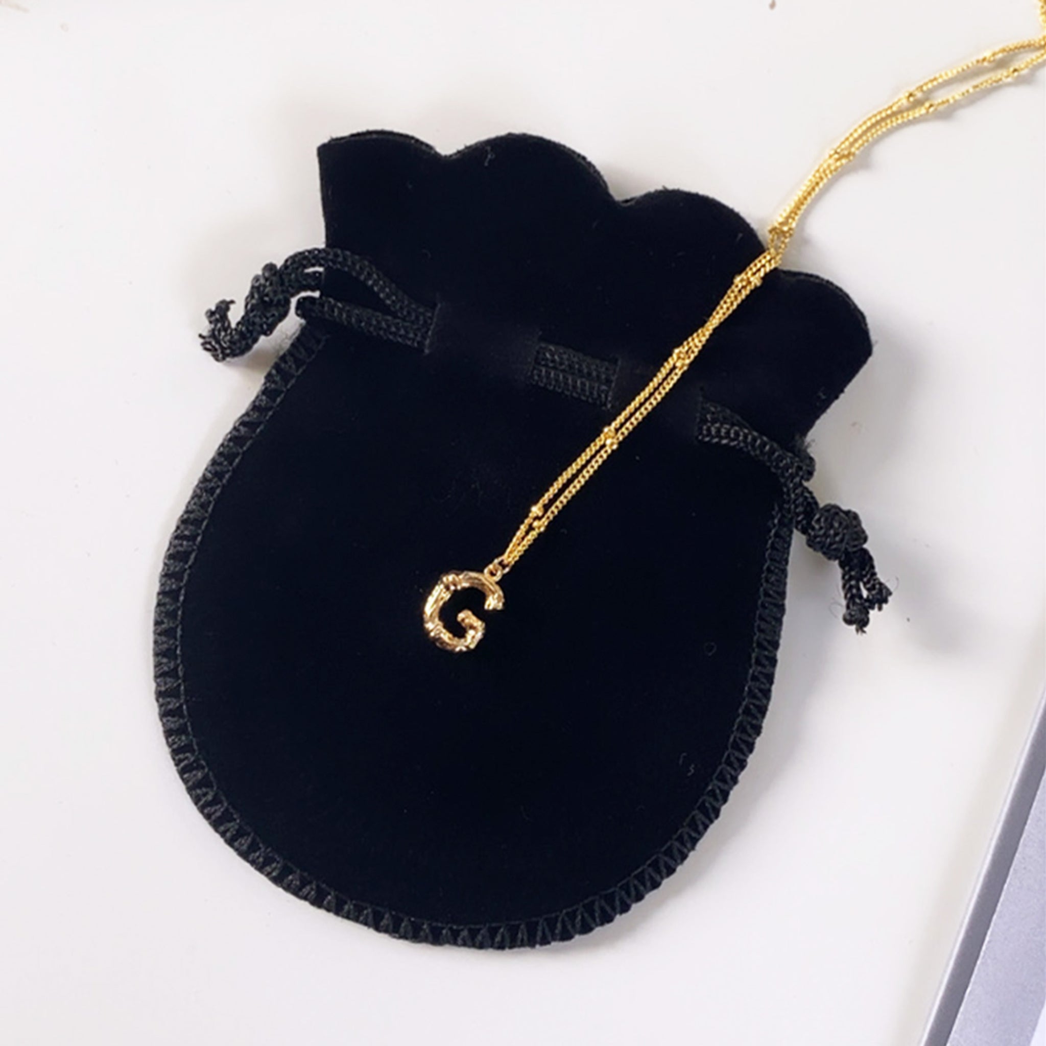 16" Gold bamboo initial necklace
