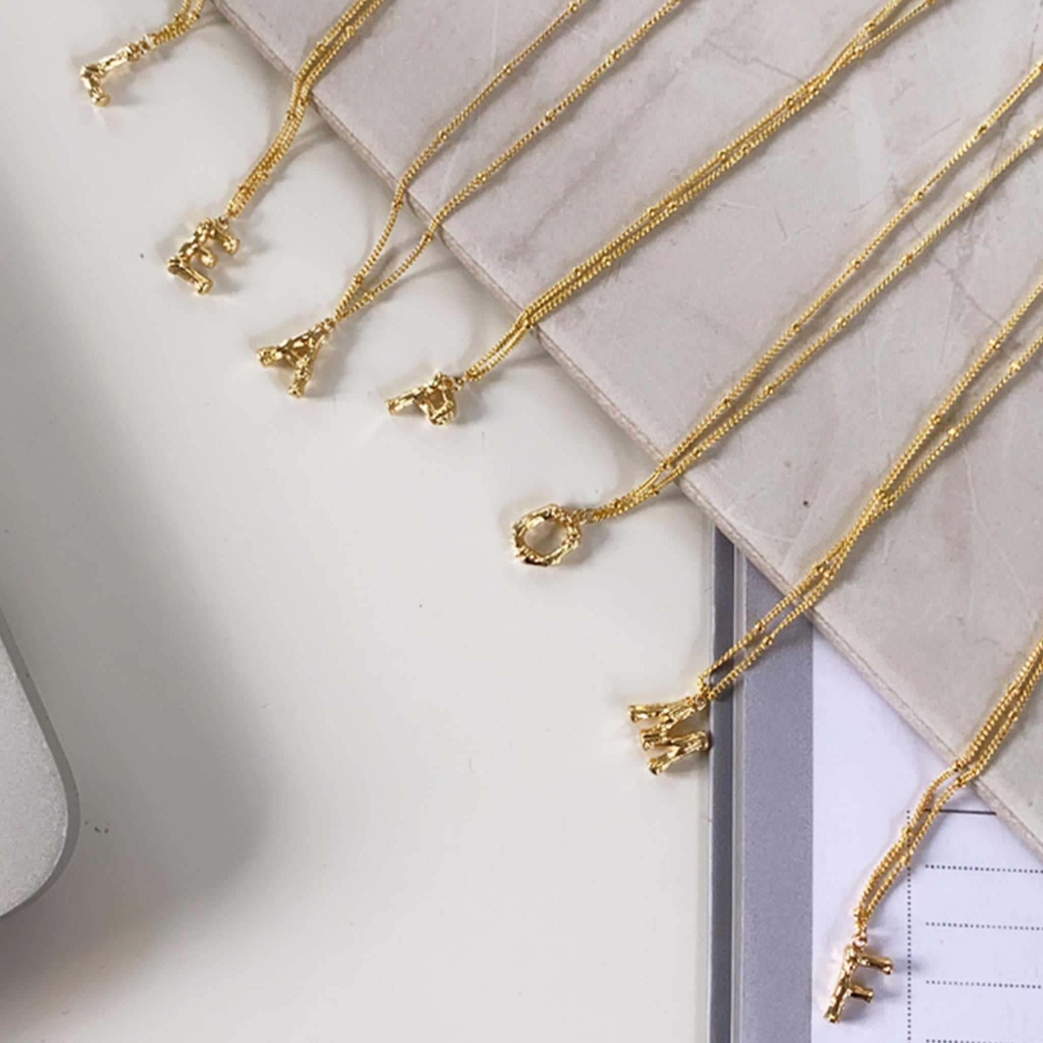 18" Gold bamboo initial necklace