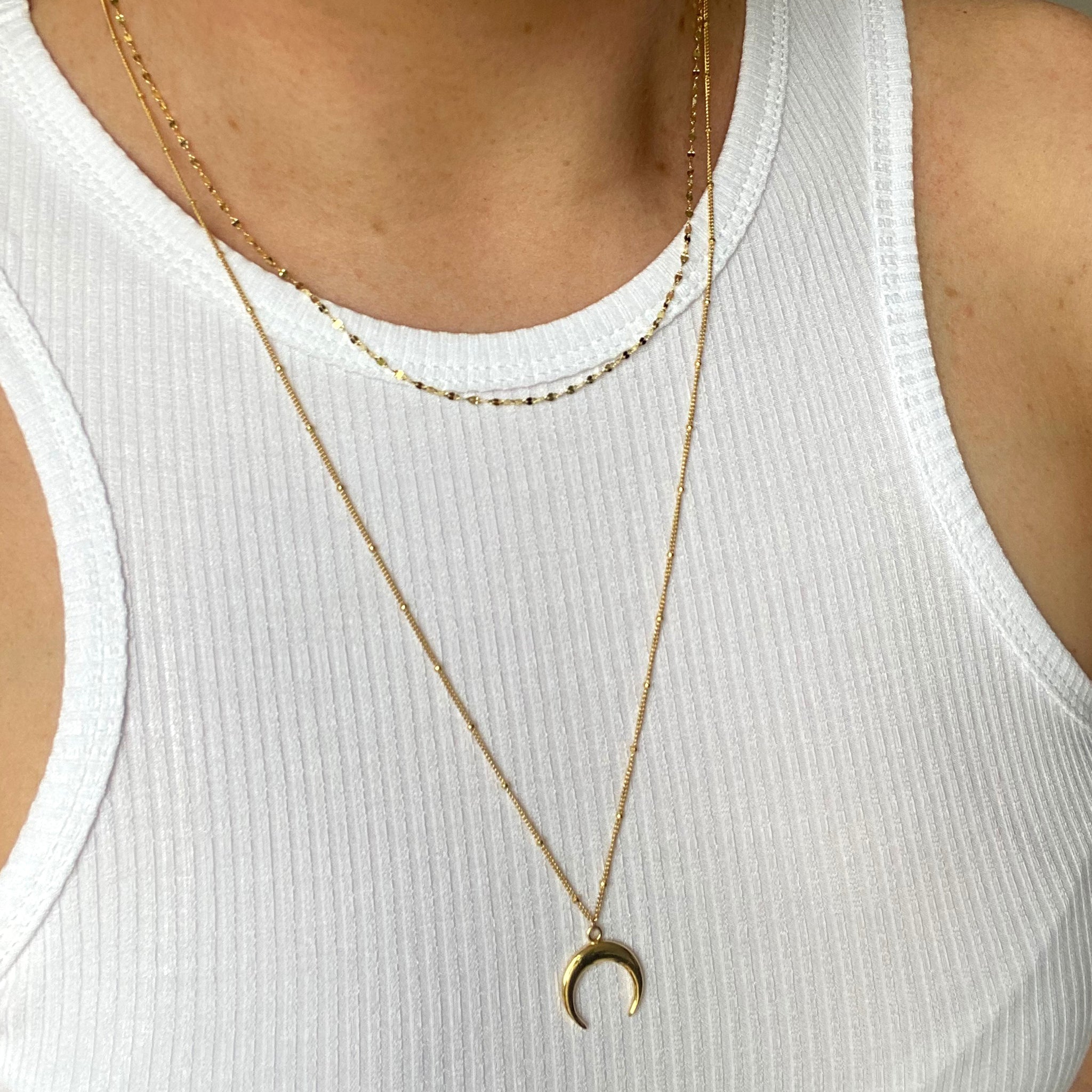 Delicate flat link chain necklace