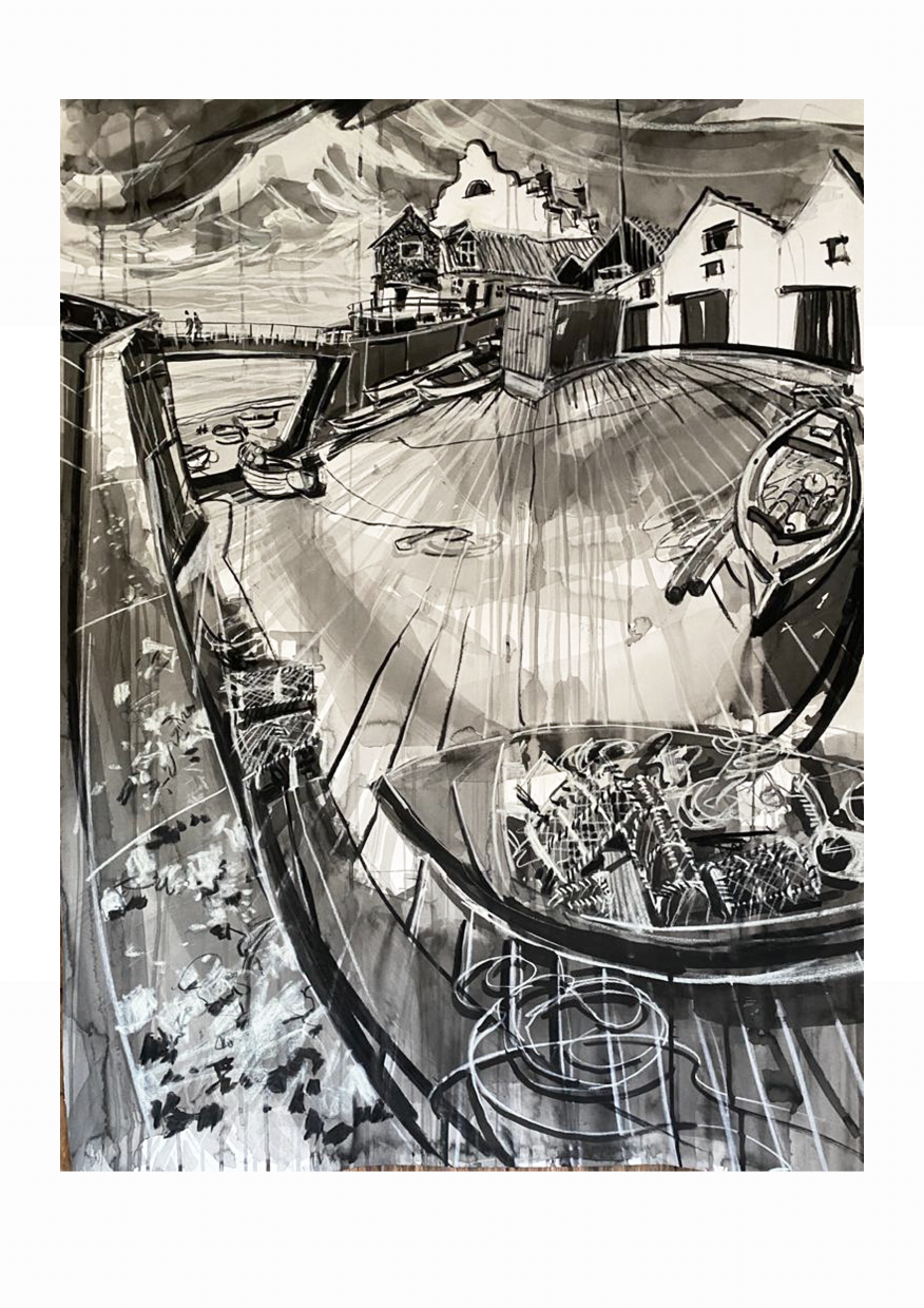 'Sherringham' monochrome ink print