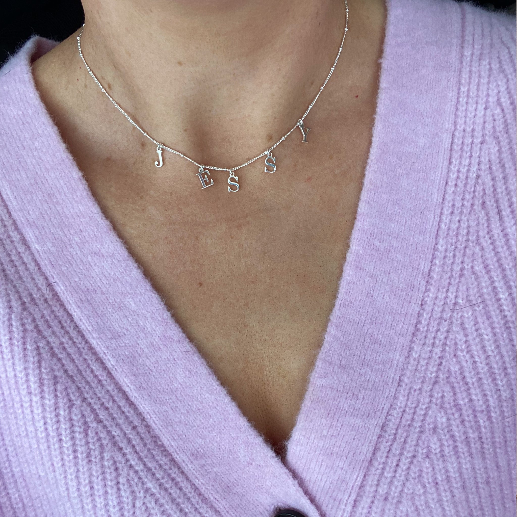 Silver initial necklace