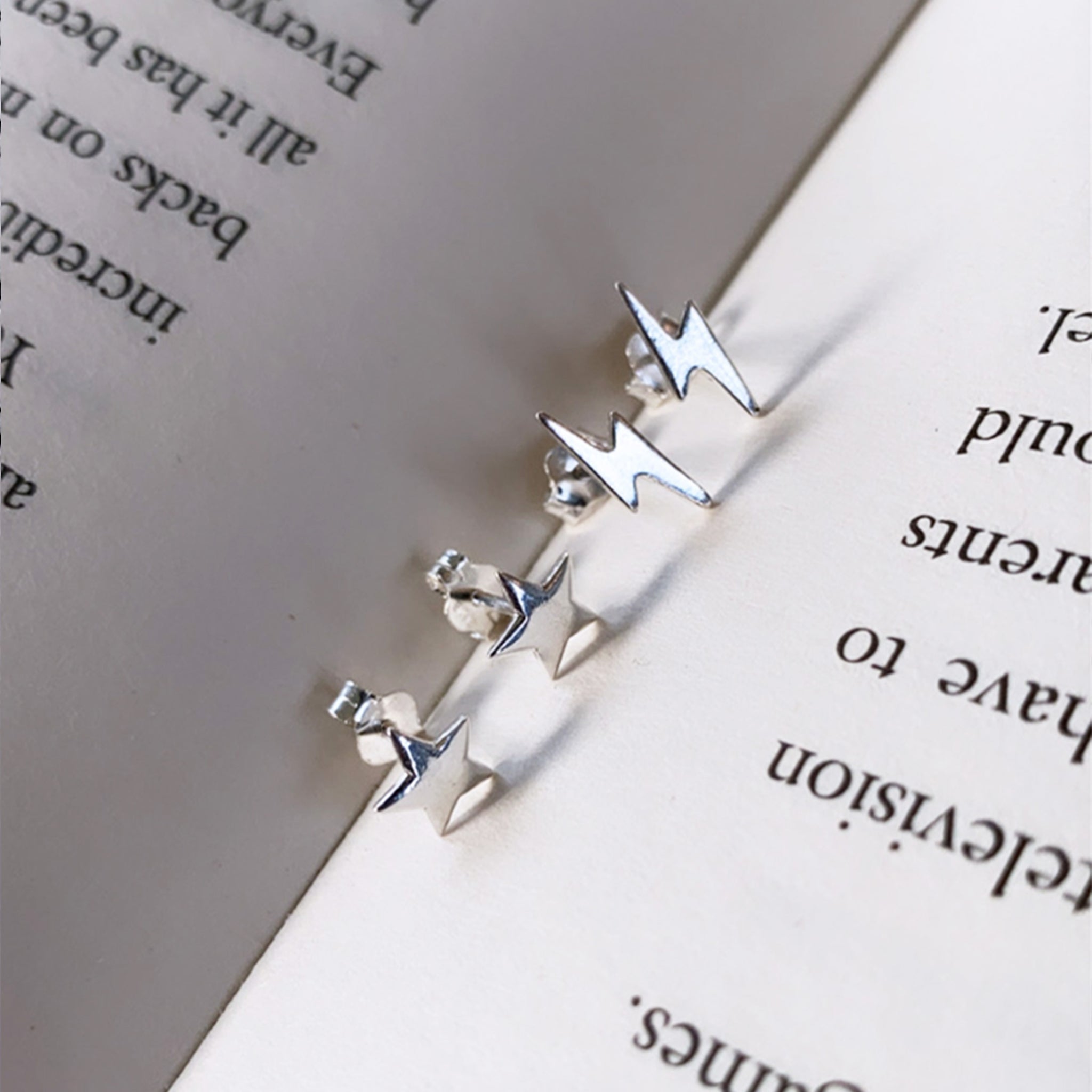 Lightening bolt stud earrings