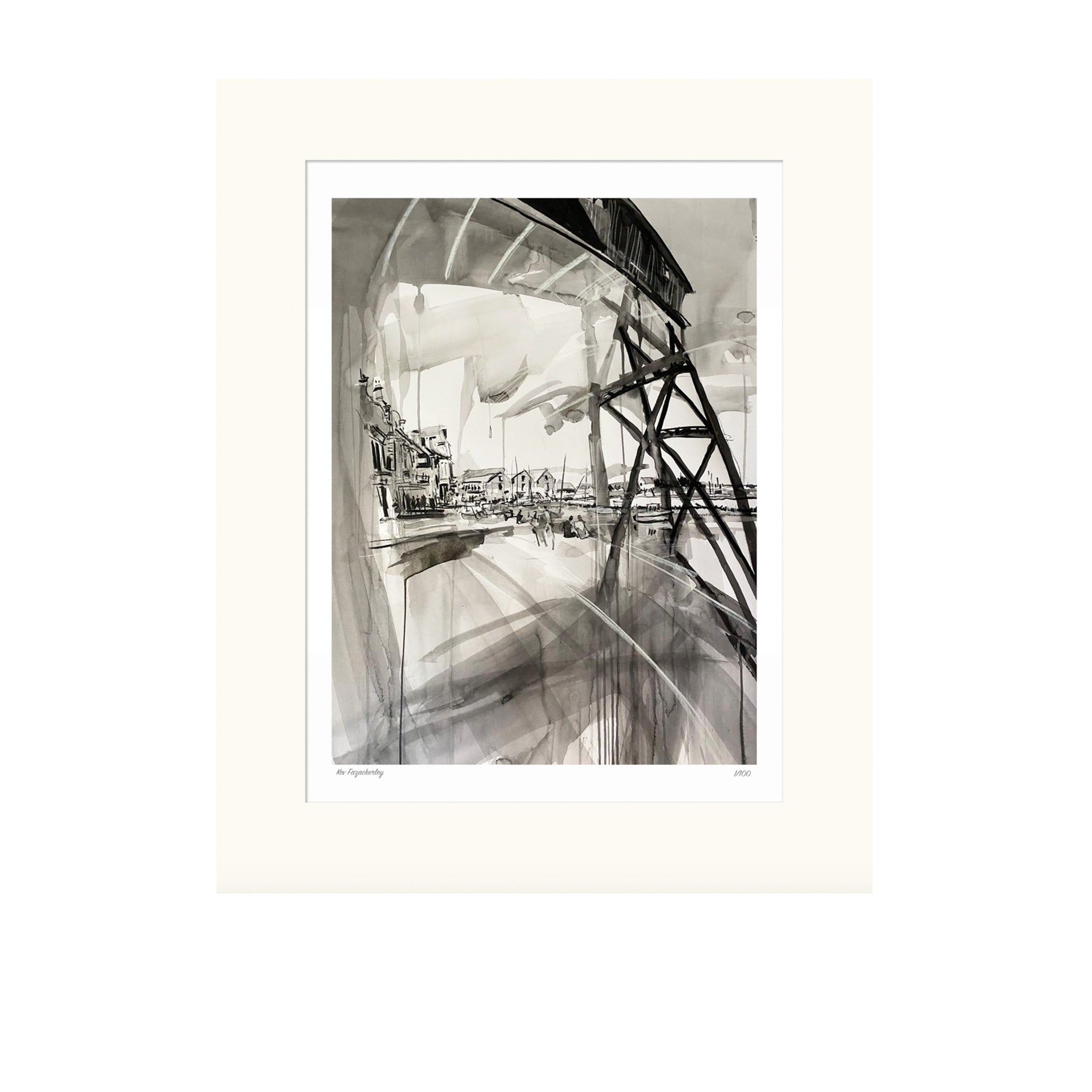 'Wells' monochrome ink print