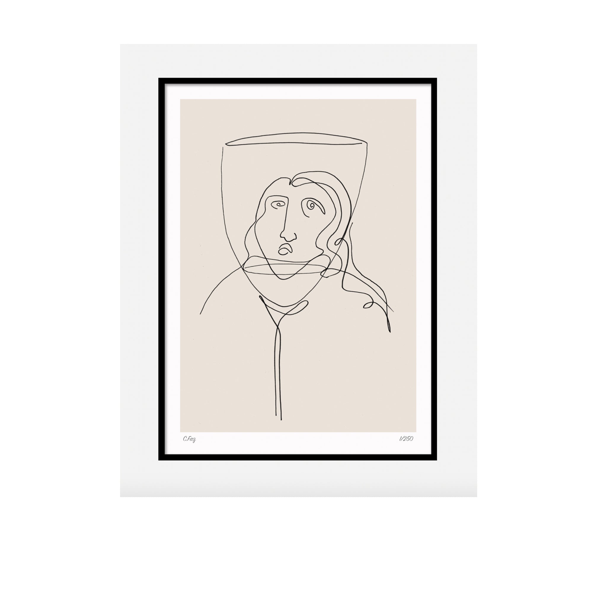 'Wine Face' line drawing print