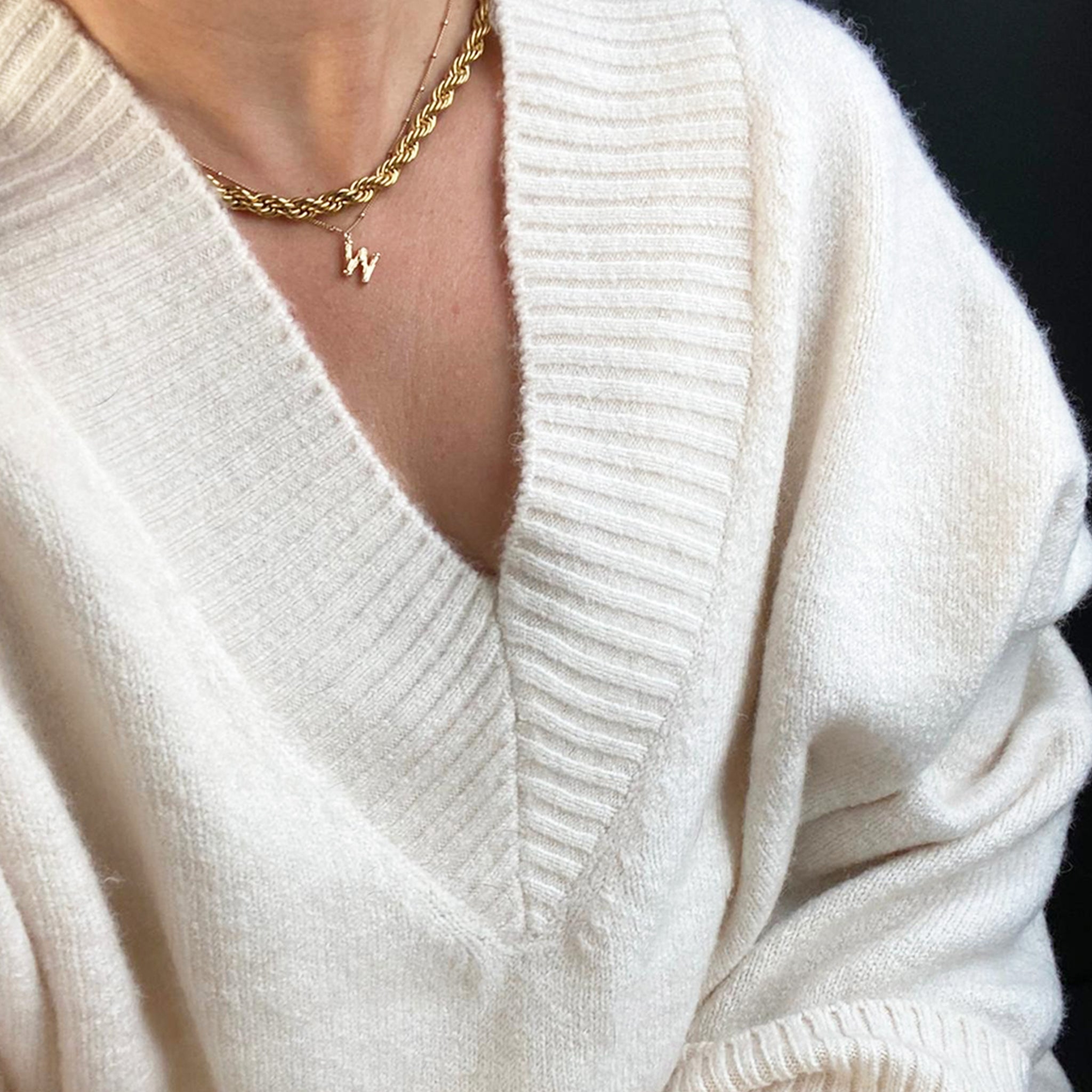 16" Gold bamboo initial necklace