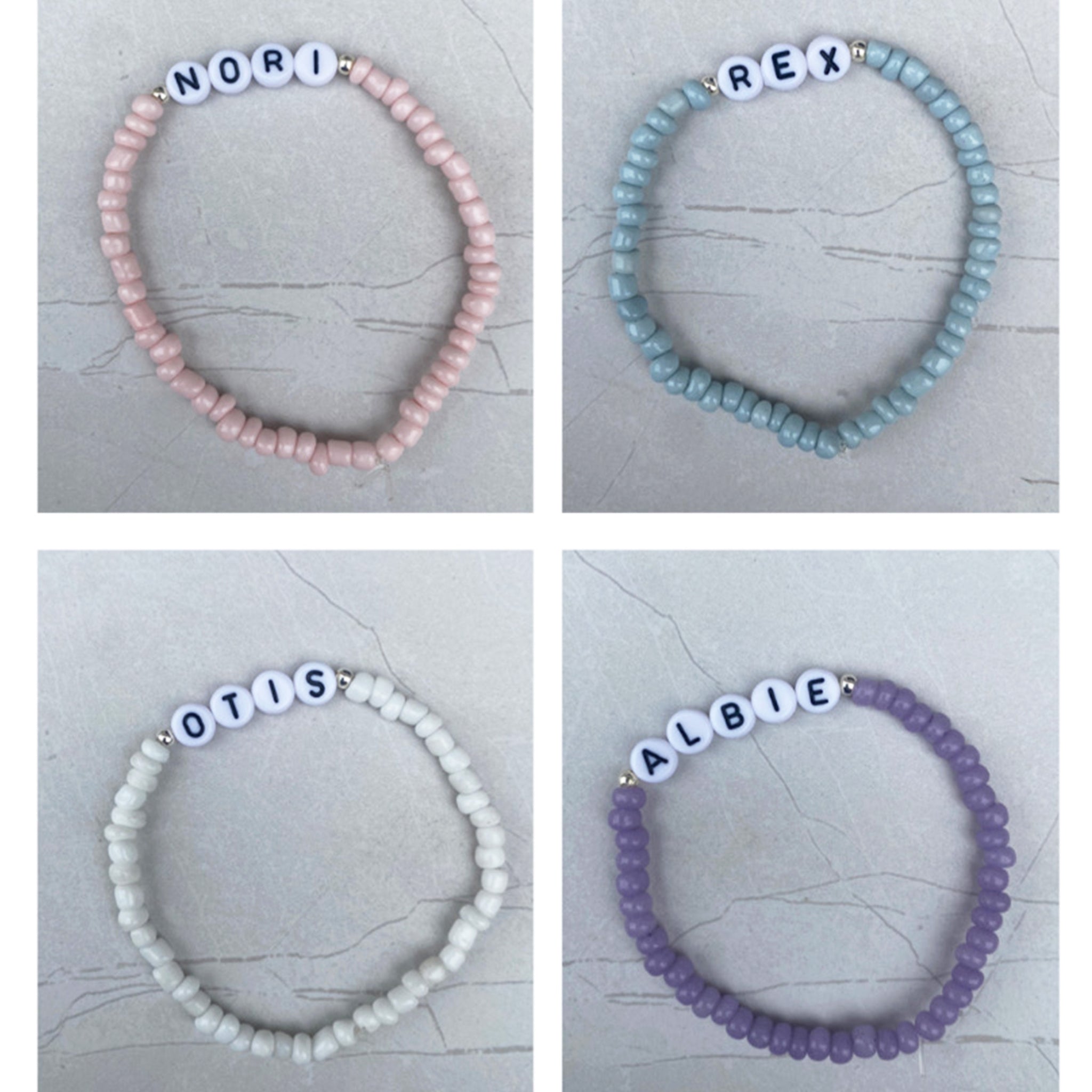 Coloured bead bracelets