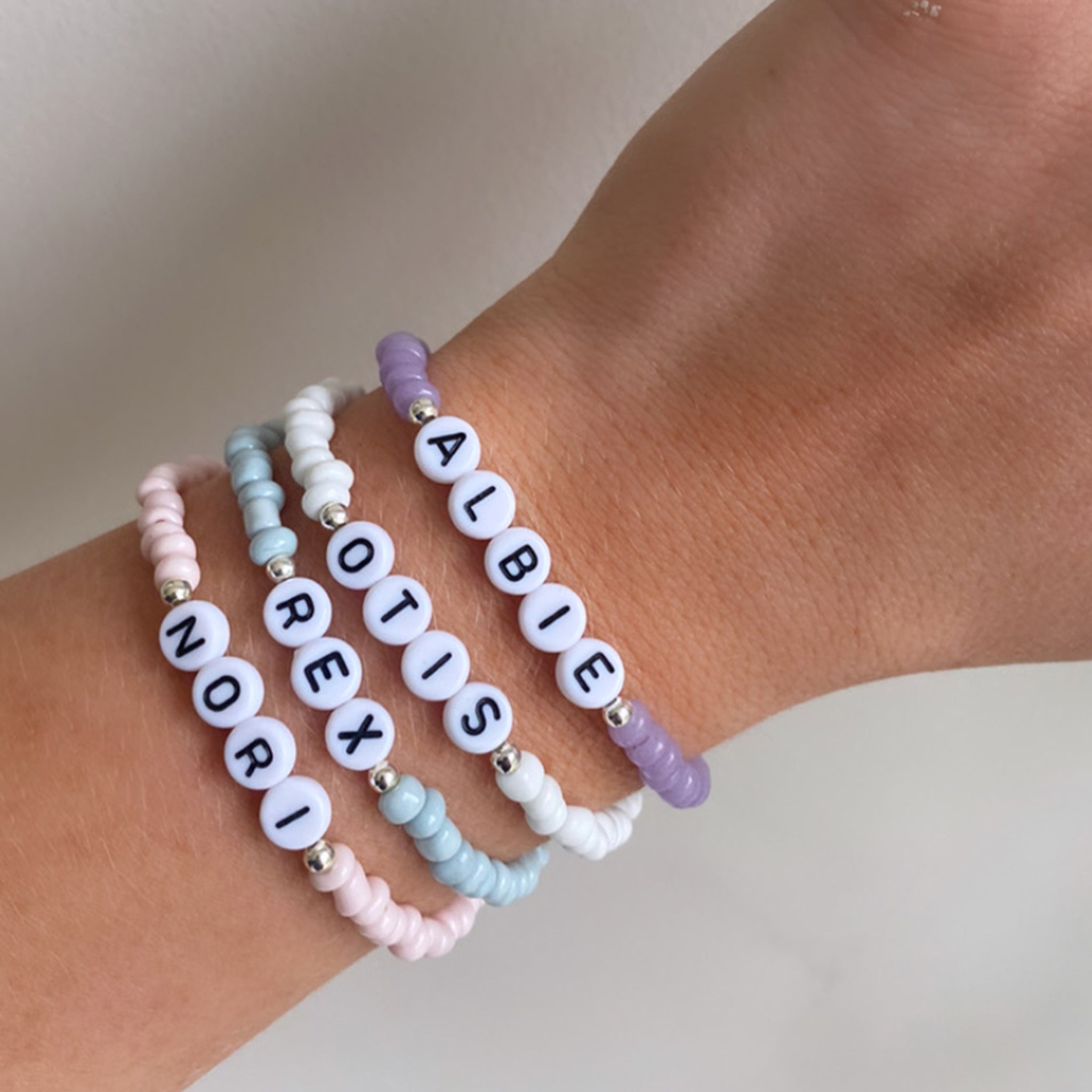 Coloured bead bracelets