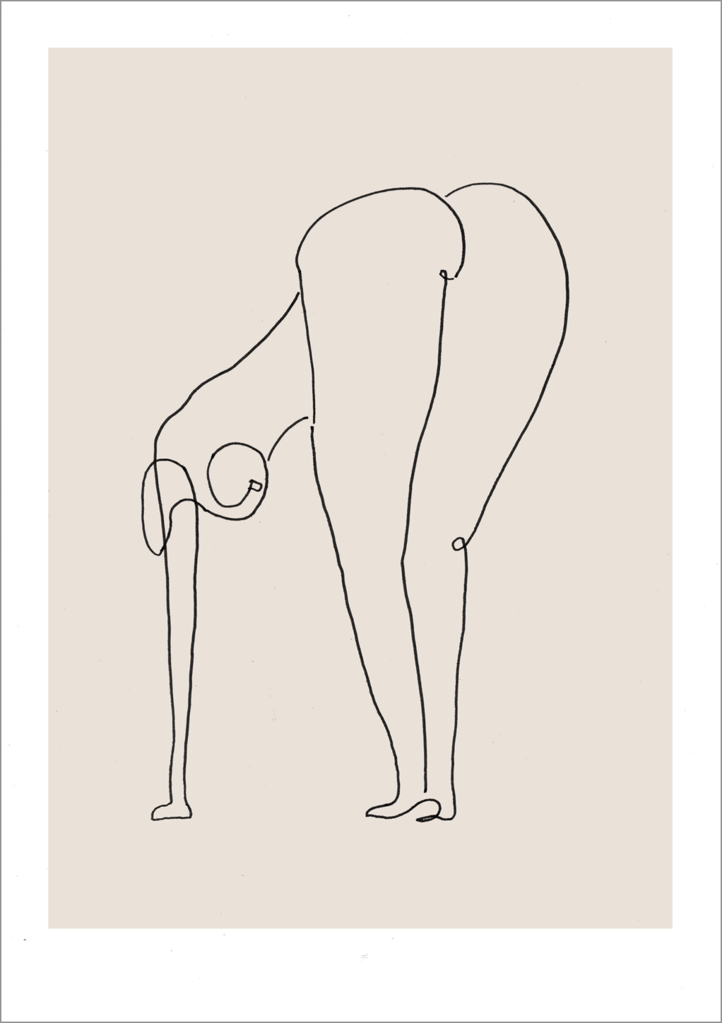 'Bend Over' line drawing print