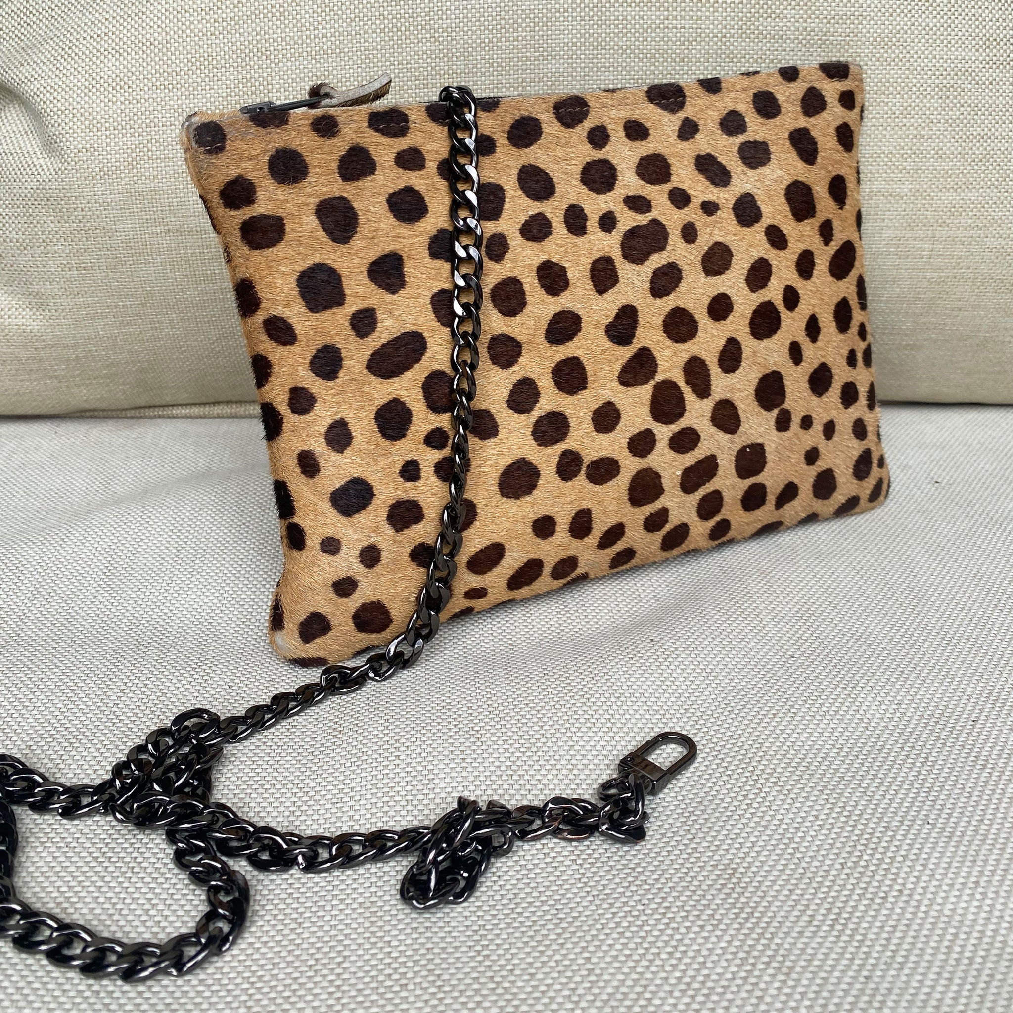 Brown Cheetah Clutch bag