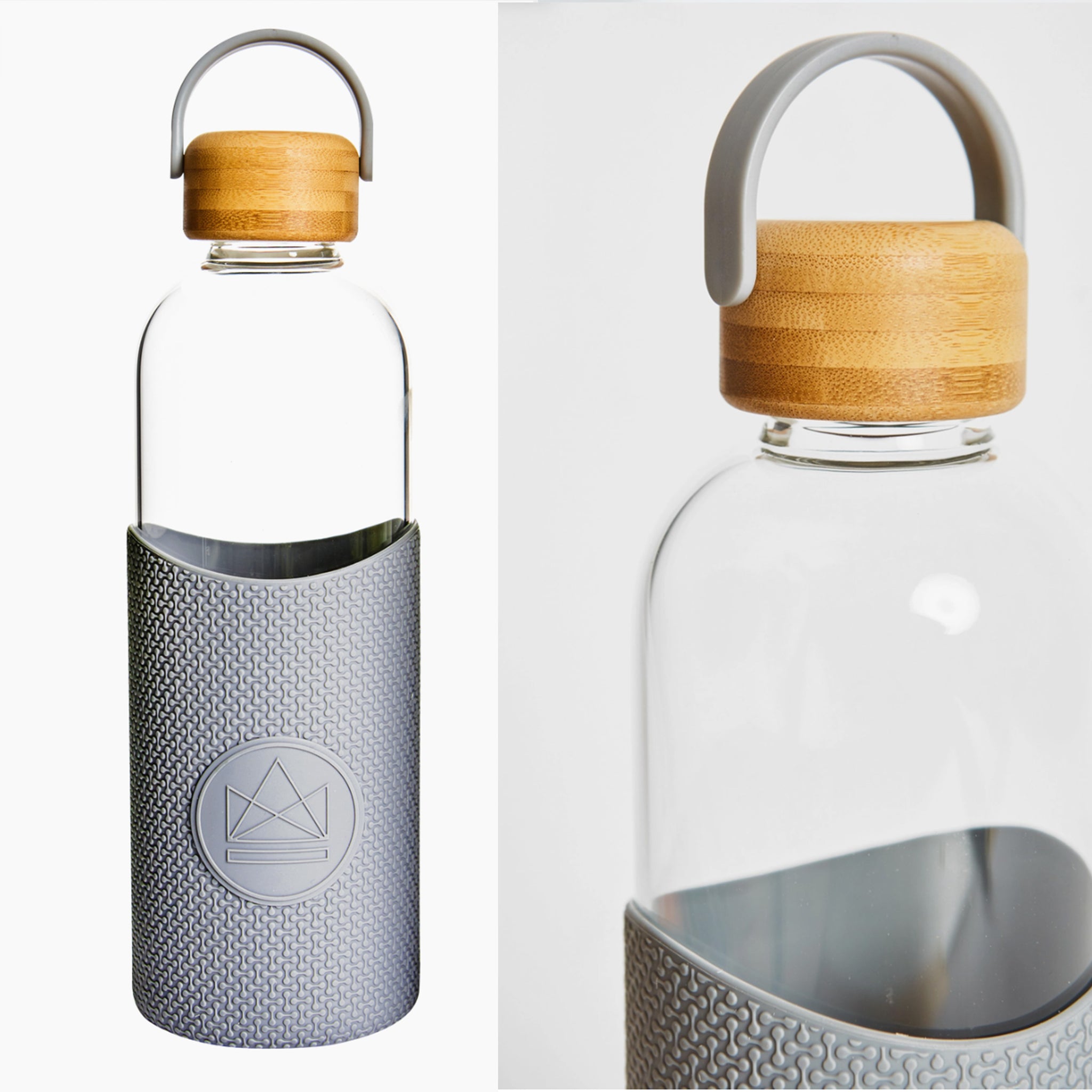 Grey Glass Water bottle
