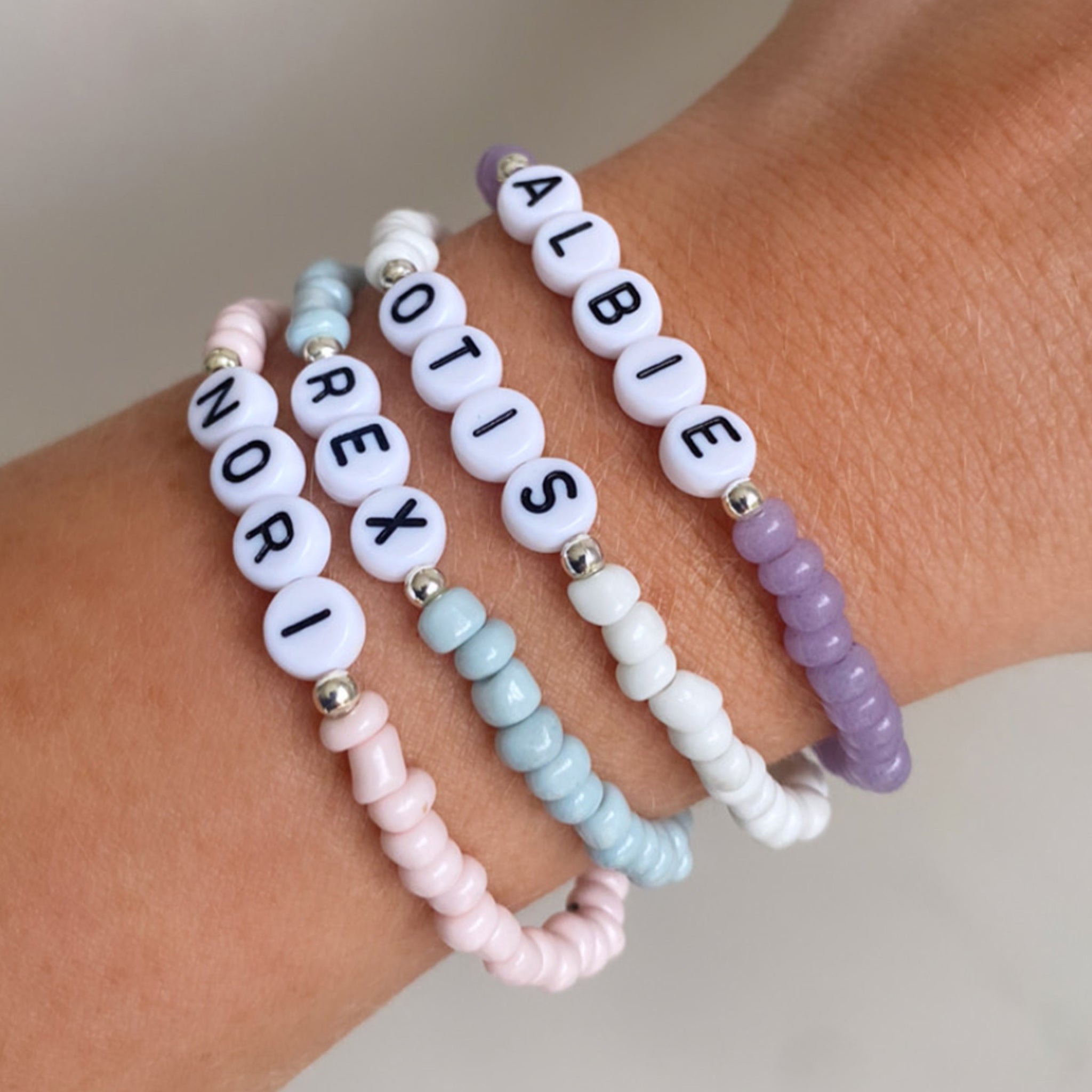 Coloured bead bracelets